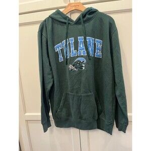 Tulane green wave size large mascot hoodie sweatshirt appliqué